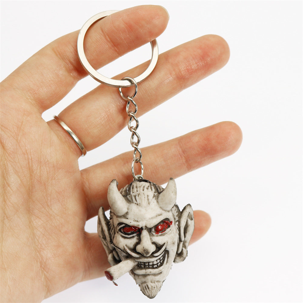 Wholesale Halloween Smoking Skull 3D Rubber Keychain